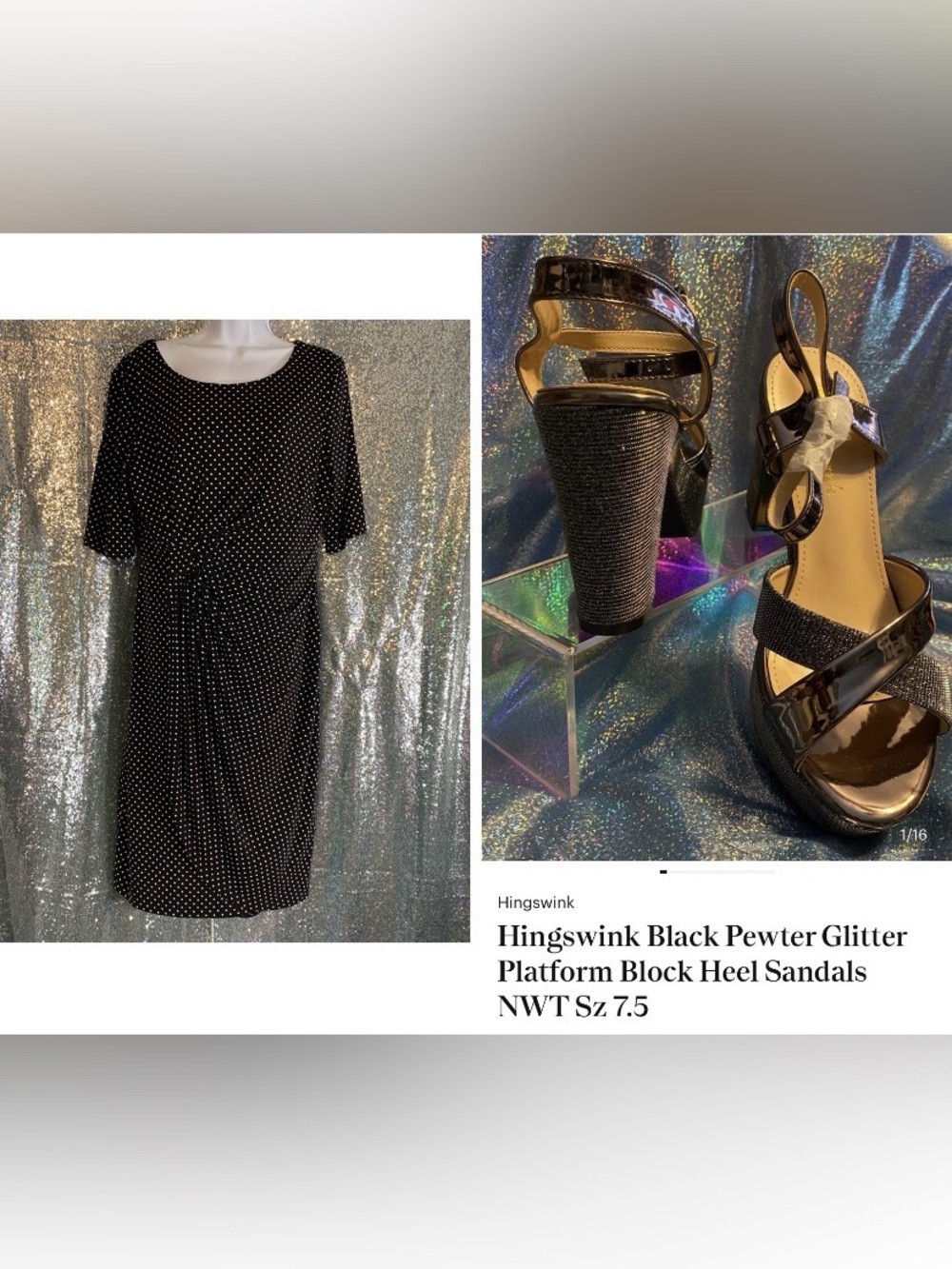 connected apparel Black Dress with White Polka Dots